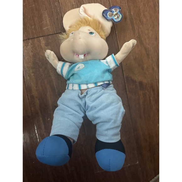 Vintage Topo Gigio Plush Doll Italian Mouse Puppet Blue Outfit with Tag WORKS
